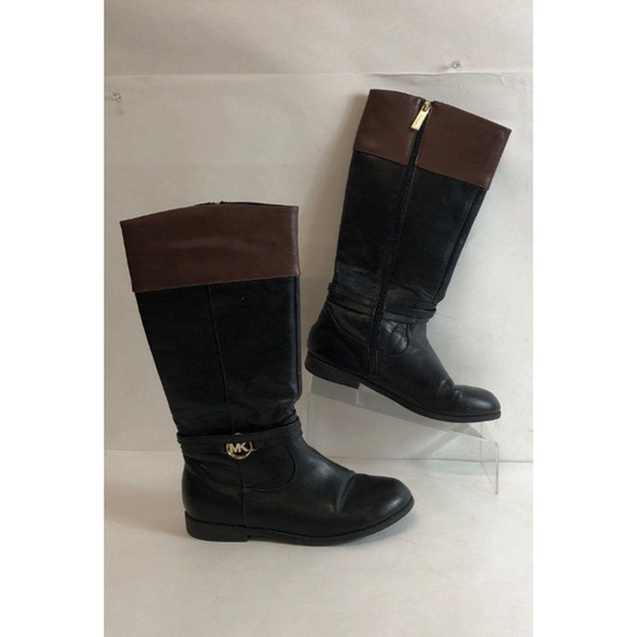 Size 5 Women's Michael Kors Black Brown Riding Boots - Picture 2 of 5